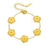 Gold Flower Charm Bracelet, Dainty 18K Gold Plated Wrist Chain for Women Everyday Jewelry Gift
