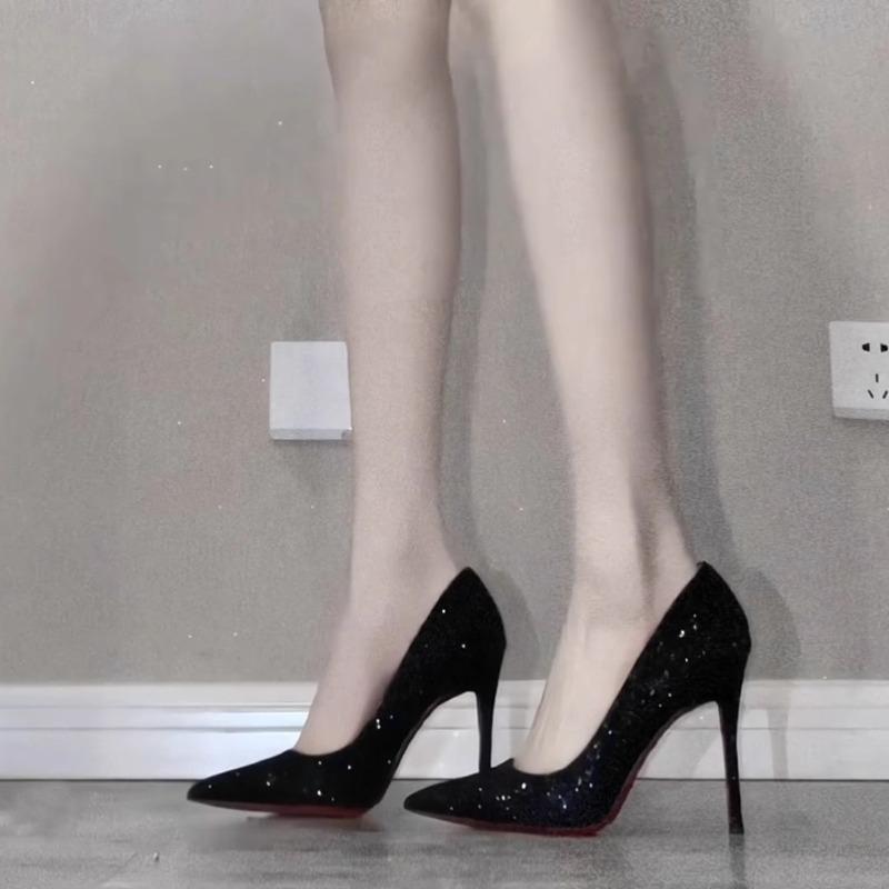 Fashion Fashion 2025New Women's Elegant Pointed High Heels Crystal Sexy Black Stiletto High Heels Women's Glitter Party Dress High Heels