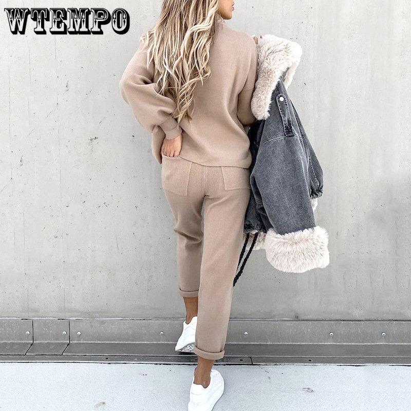 Trainingsanzüge für Damen, einfarbig, Sweatshirt-Set, Laternenärmel, Pullover, Kordelzug, Hose, 2-teiliges Set, weiblicher Herbst, lässige Sportbekleidung