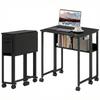 63 Cm Drop Leaf Writing Work Desk - Black