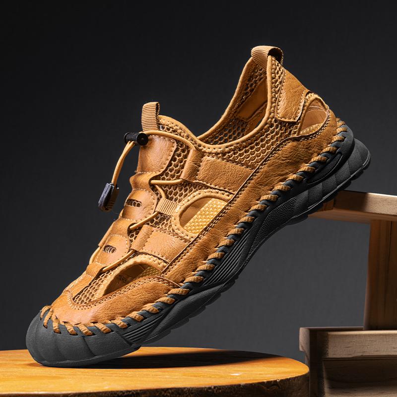 Fashion Slip-on Men's Sports Shoes Handmade Sandals Net Footwear Breathable Light Soft Casual Shoes Summer Wading Aqua Shoes Mesh Flats