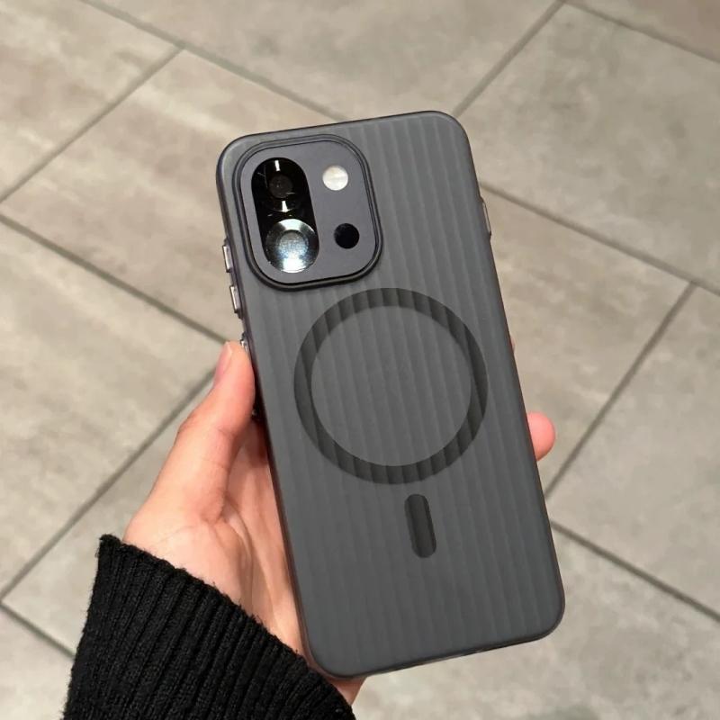 Magnetic Case For OnePlus 15 Case For MagSafe Matte Transparent Cover For OnePlus15 5G One Plus 15 Luggage Stripe Slim Shell