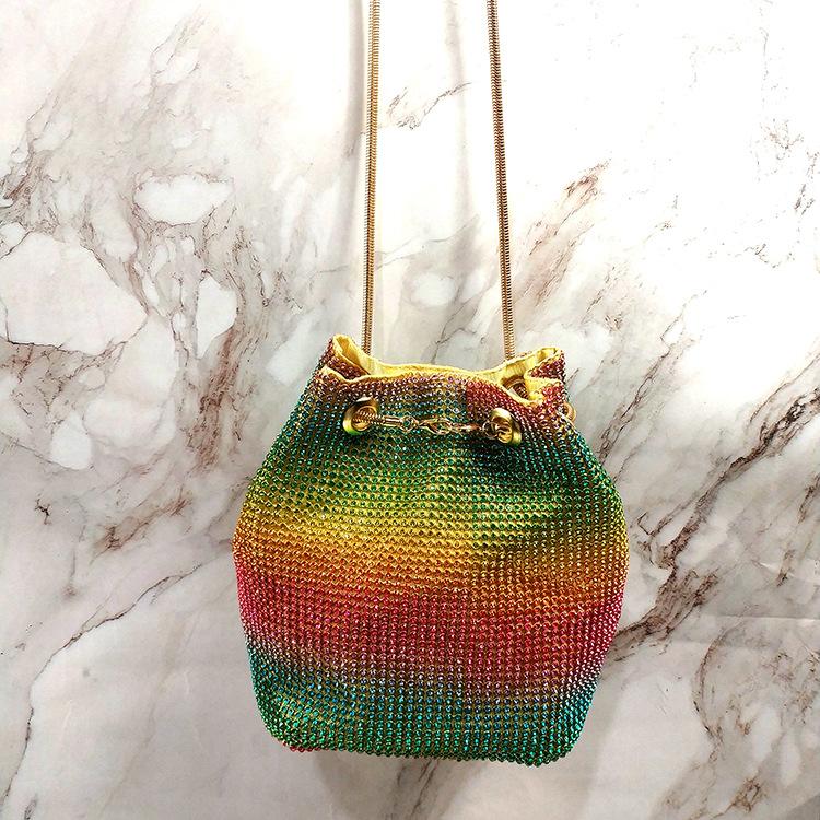 

Цветная сумка радужная сумка женская новая модная женская сумка 2024 года сумка со стразами сумка через плечо сумка-ведро