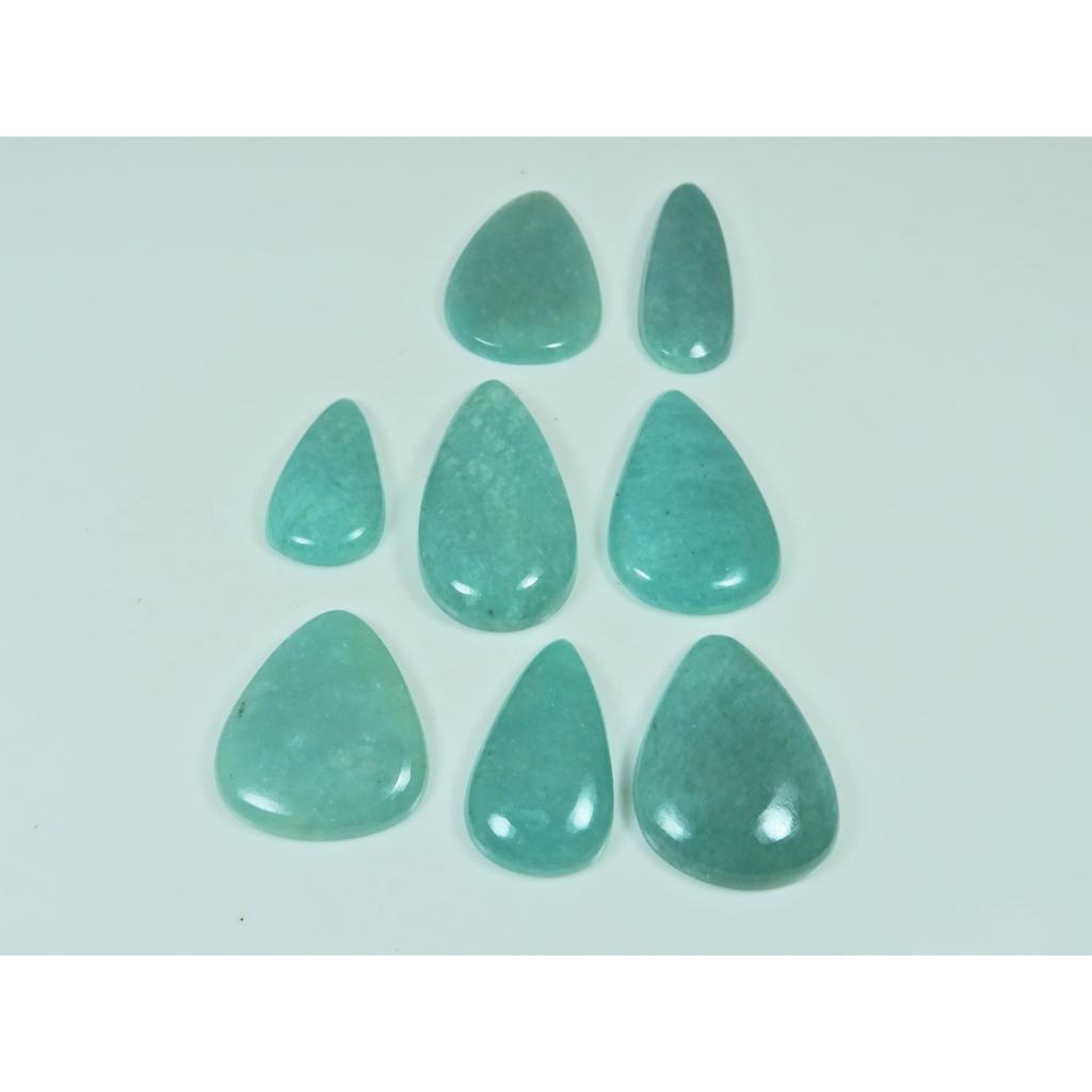 230Cts. Natural Green Amazonite Pear Cabochon Loose Gemstone 08 Pcs Lot C-3017
