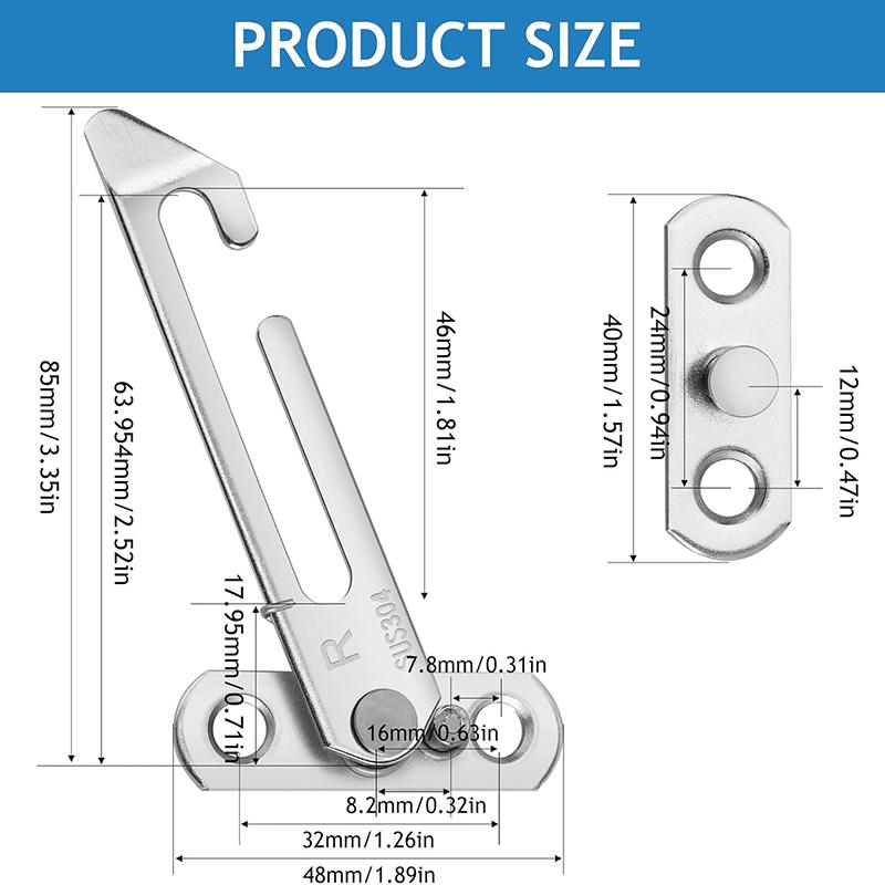 2 Pcs Window Restrictors Locks Stainless Steel Window Lock with Screws Window Restrictor Hook Right Handed and Left Handed