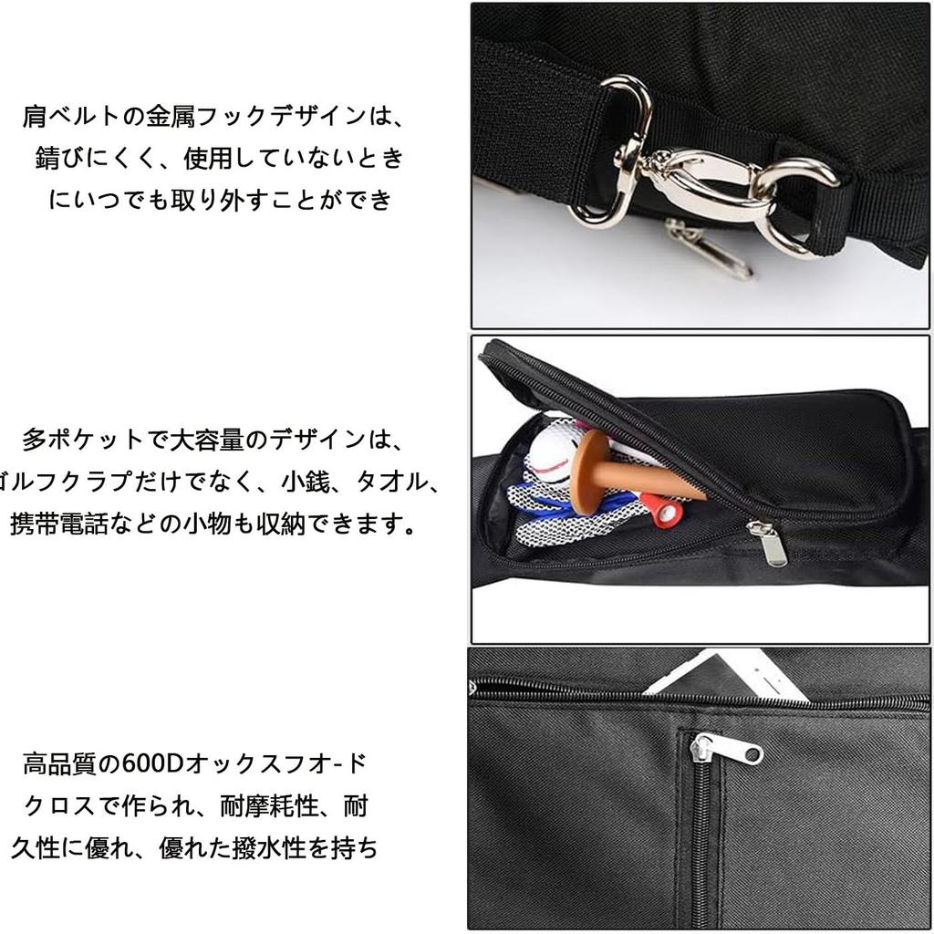 Golf Bag for Practice Club Case, Ultra-lightweight, Large Capacity, Abrasion-resistant Fabric, 7-piece Storage, 3 Pockets, Soft Carry Bag