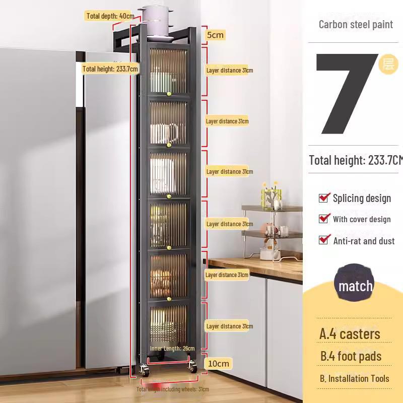 Kitchen Storage Cabinet with Microwave and Pot Rack