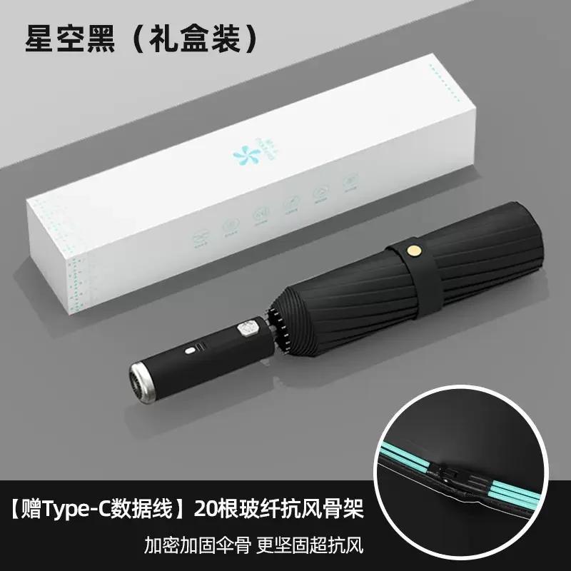 Wordt geleverd met waaierparaplu tien baleinen automatische vouw zonwerend schaduw dubbele koeling regen en zonnescherm waaierparaplu