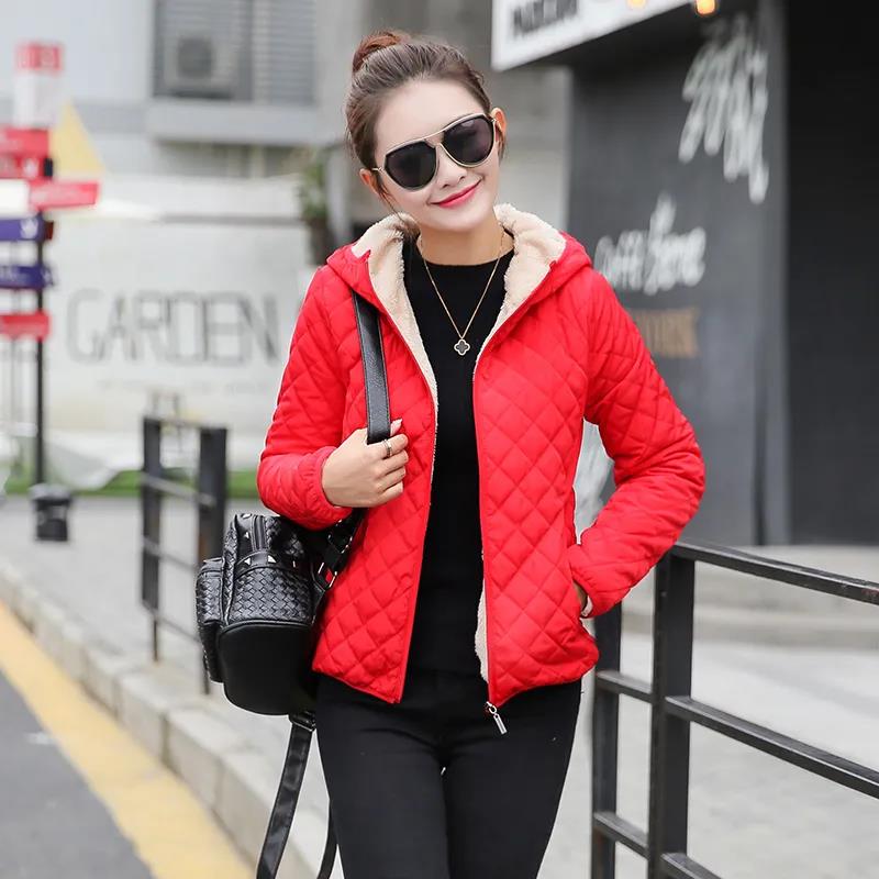 Women Solid Color Down Parkas Down Jackets Female Cotton-Padded Winter Coat Fleece Plus Size Hooded Outwear Coats