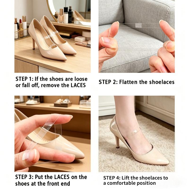 2 Paar Unsichtbare Elastische Silikon Transparente Schnürsenkel für High Heel Schuhe Mode Design Riemen Knöchelriemen Ersatz
