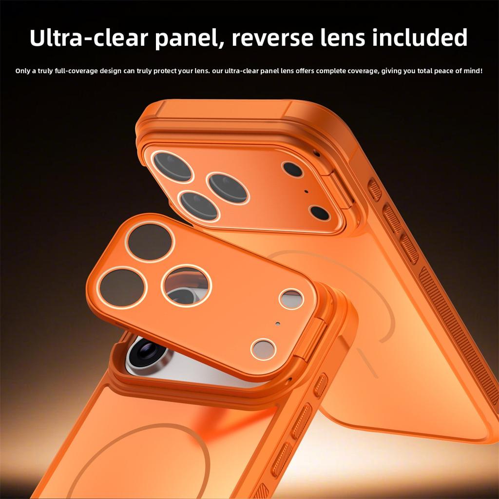 For Magsafe Magnetic Phone Case for IPhone 17 Air 16 15 Plus14 13 12 11 Pro Max Shockproof Lens Bracket Matte Acrylic Back Cover