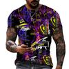 Men's Urban Streetwear Graffiti T-Shirt, Black White Gold Letter Print O-Neck Short Sleeve Casual Daily Tops