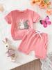 Spring/Summer Bestseller: Rabbit Embroidered Triangle Bodysuit & Bell Bottom Pants Set