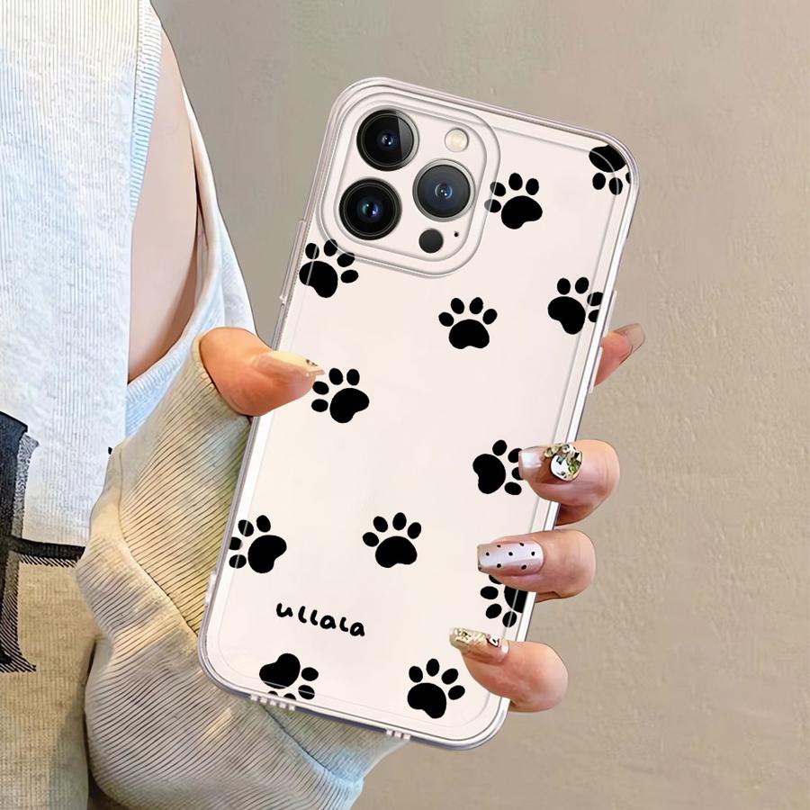 Cute Kitten Paw Prints Soft Phone Cover Case for iPhone 17 Pro Max 15 14 Plus 13 Pro XR XS Max 16 7 8 12 Mini Air 11