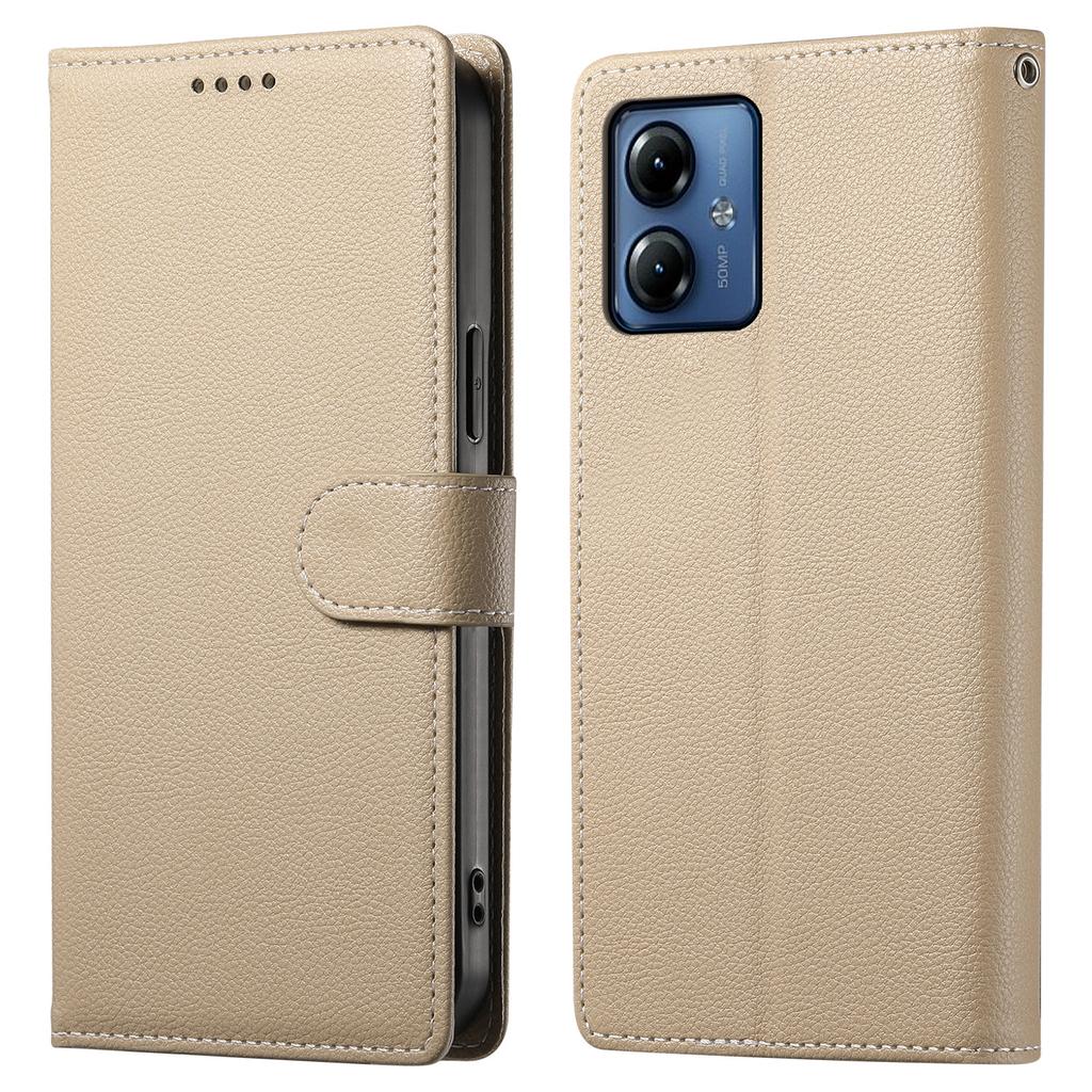 For Motorola Moto G14 4G/G54 5G Case Litchi Texture Leather Wallet Phone Cover Magnetic Snap