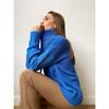 Women Trendy Oversized Solid Color Knitted Sweater Long Sleeve Vintage Casual Jumpers Turtleneck Pullover