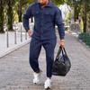 Men's Fall/Winter Suede 2-Piece Set: Single-Breasted Jacket & Trousers Suit