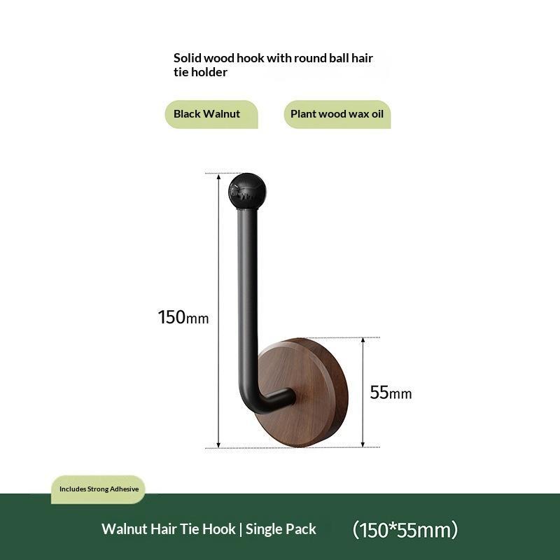Ganci Murali Autoadesivi in Legno di Noce Robusti Senza Foratura per Bagno Camera da Letto Appendere Cappotti Asciugamani Borse