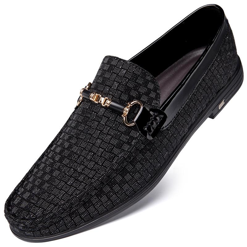 Men s Slip-on Round Toe Cowhide Loafers with 4CM Lift, Business Casual Versatile Design 42