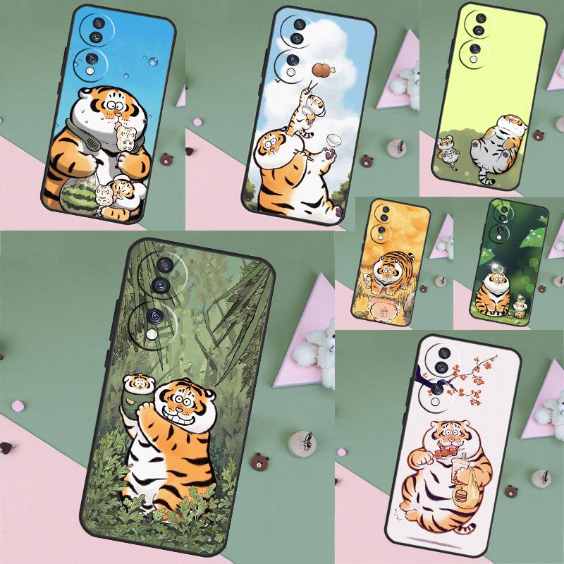 Cartoon Fat Tiger Case For Honor Magic 8 6 7 Pro Honor 400 200 70 90 Lite X8b X8c X9a X9b X9c X9d Win RT Cover
