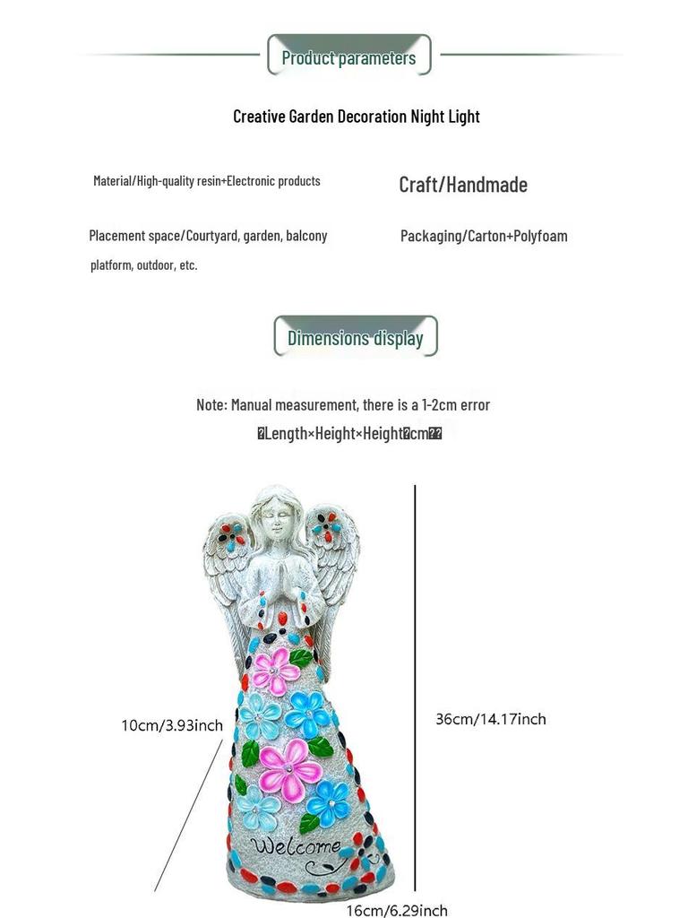 Solar-Powered Angel Lawn Ornaments - Outdoor Resin Garden Decorations