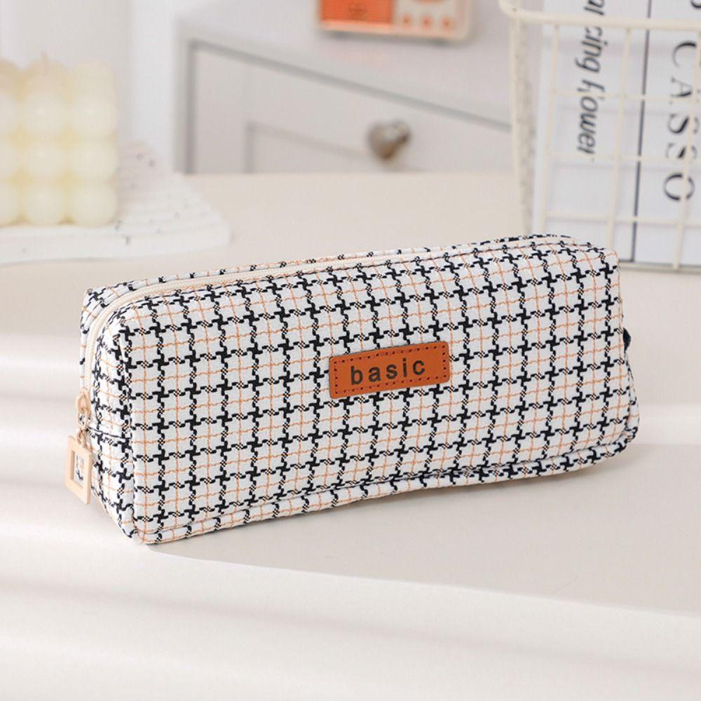 Large Capacity Cosmetic Storage Bag INS Simplicity Pen Bag Stationery Bag Woven Pencil Case Travel