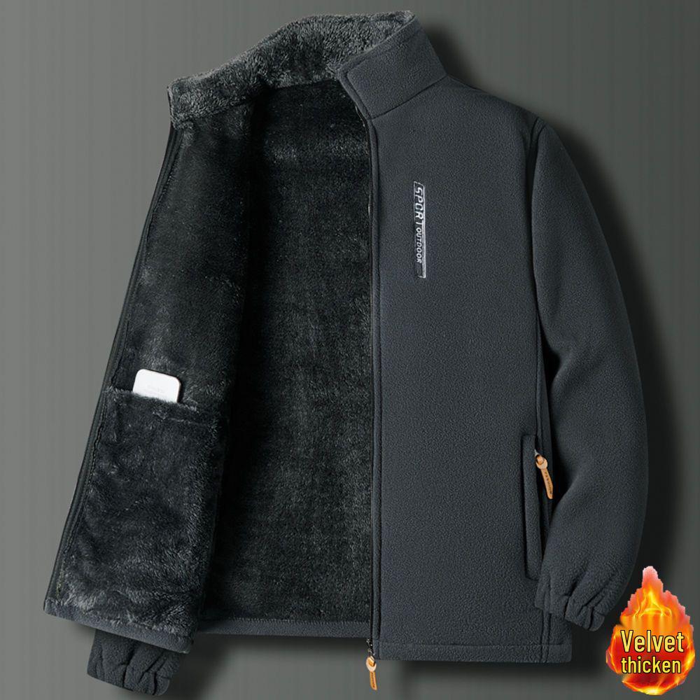 Men's Double-Sided Fleece Windbreaker Hoodie for Autumn/Winter