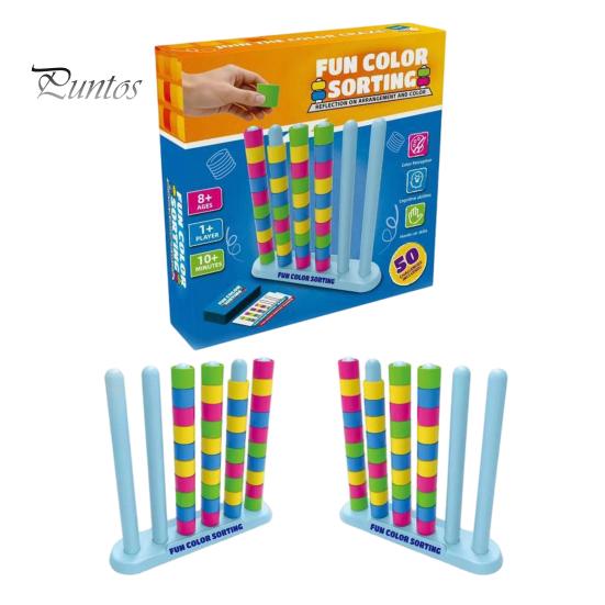 Color Ring Stacking Game 1/2 Sets Matching Challenge Game, Fast Pattern Family Board Kids Logic Puzzle for & Adults, Birthday Easter Christmas