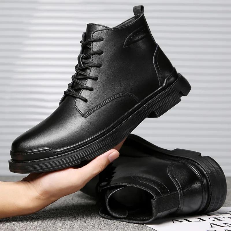 Tactical Ankle Boots Men Outdoor Leather Winter Fur Warm Man Boots Us  Hunting Boots For Men Shoes Casual Blackt65