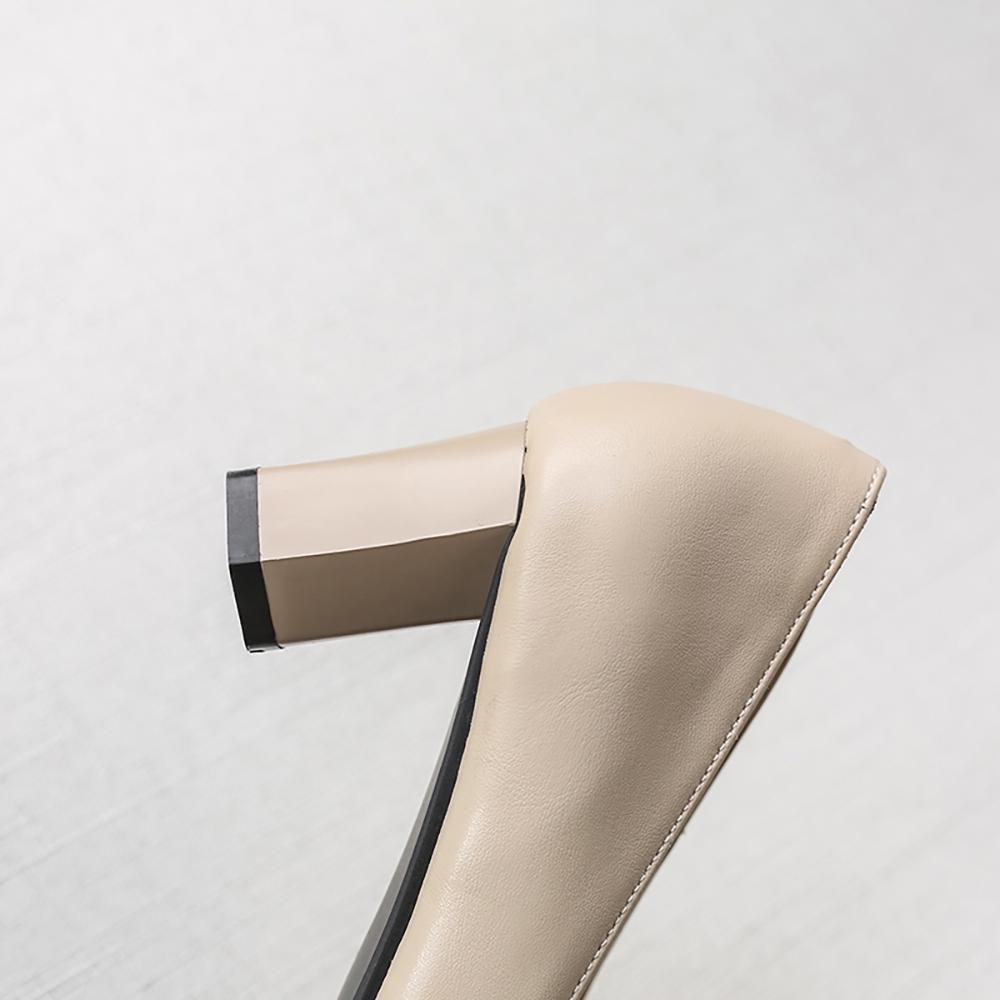 Beige Women Pumps Pointed Toe Med Heels Office Shoes Small Big Plus Size 30 48