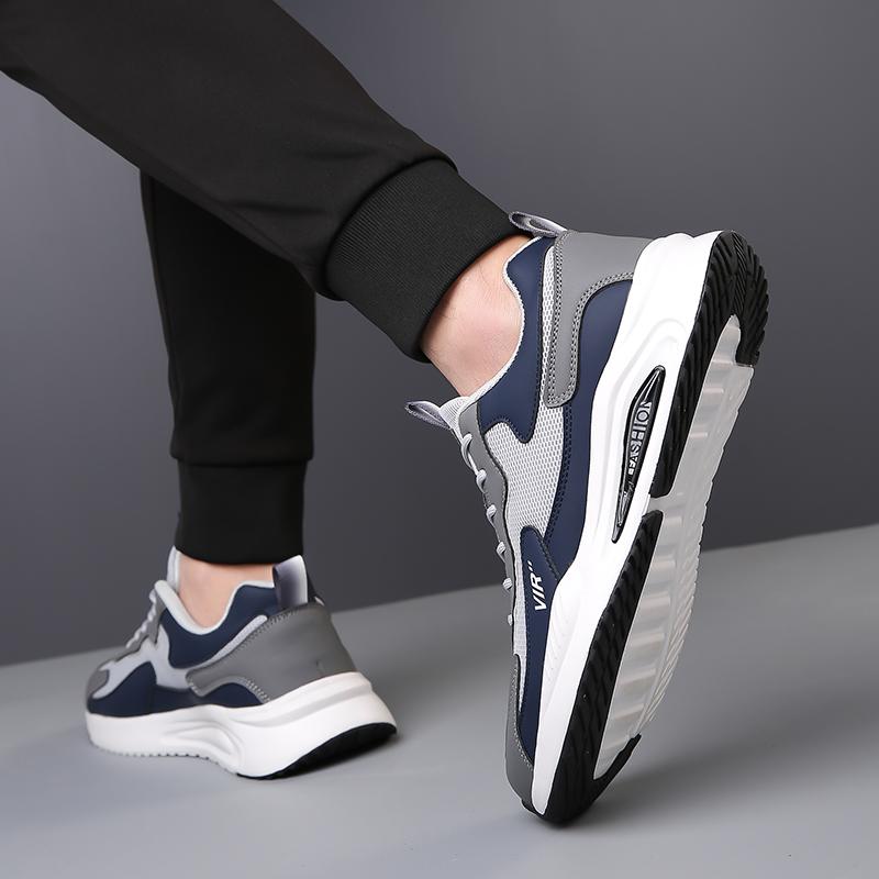 Four Seass 2026 New Men's Black Leather Shoes - Breathable Thick-soled Fashiable Sports Shoes, Casual and Sporty