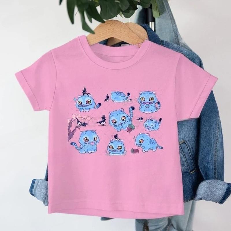 Derpy Tiger Kpop Demon Hunters Shirt for Children Girl Boy Cute Tiger Kawaii T-shirt Summer Toddler Girl Clothes