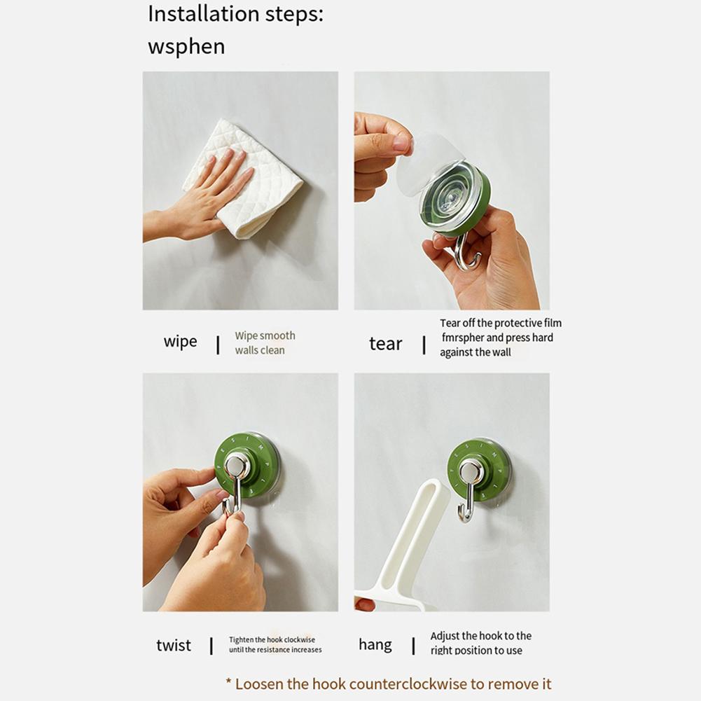 2pcs Suction Cup Hook Rotary Adsorption Hook Suction Cup Wall Strong Vacuum Non-punching Sticky For Bathrooms Kitchens Balconies