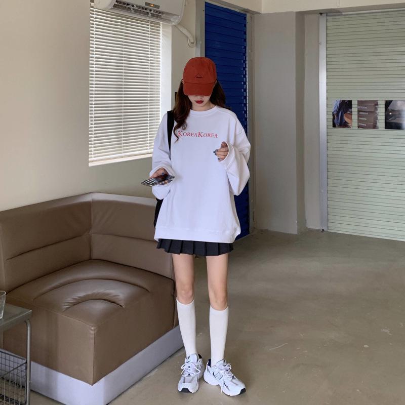 Dame Lyseblå Retro Street Style Koreansk Løs Genser