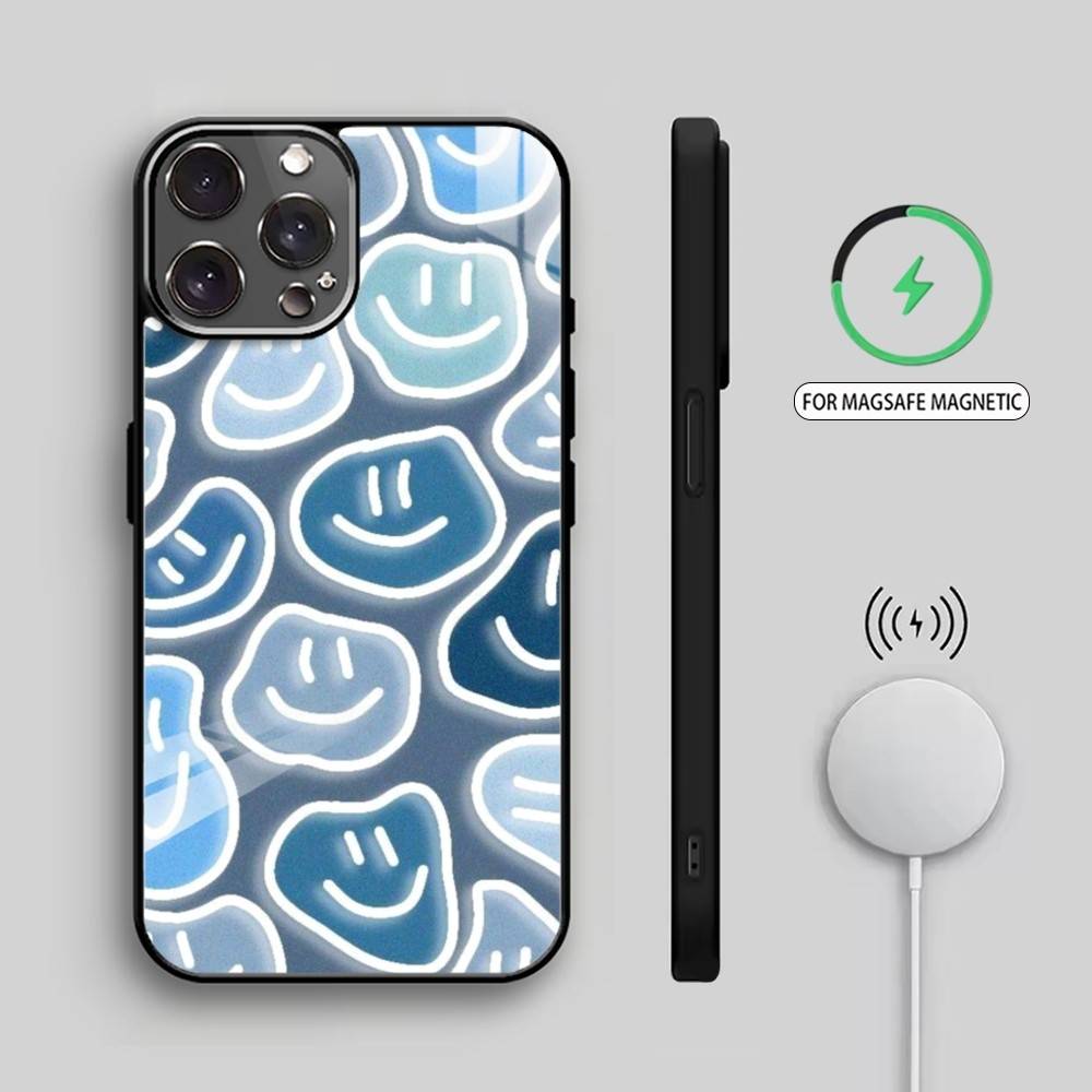 C-Cute Smile A-Art Phone Case For iPhone17,16,15,14,13,12,11 Plus,Pro Max Magnetic For Magsafe Wireless Charging
