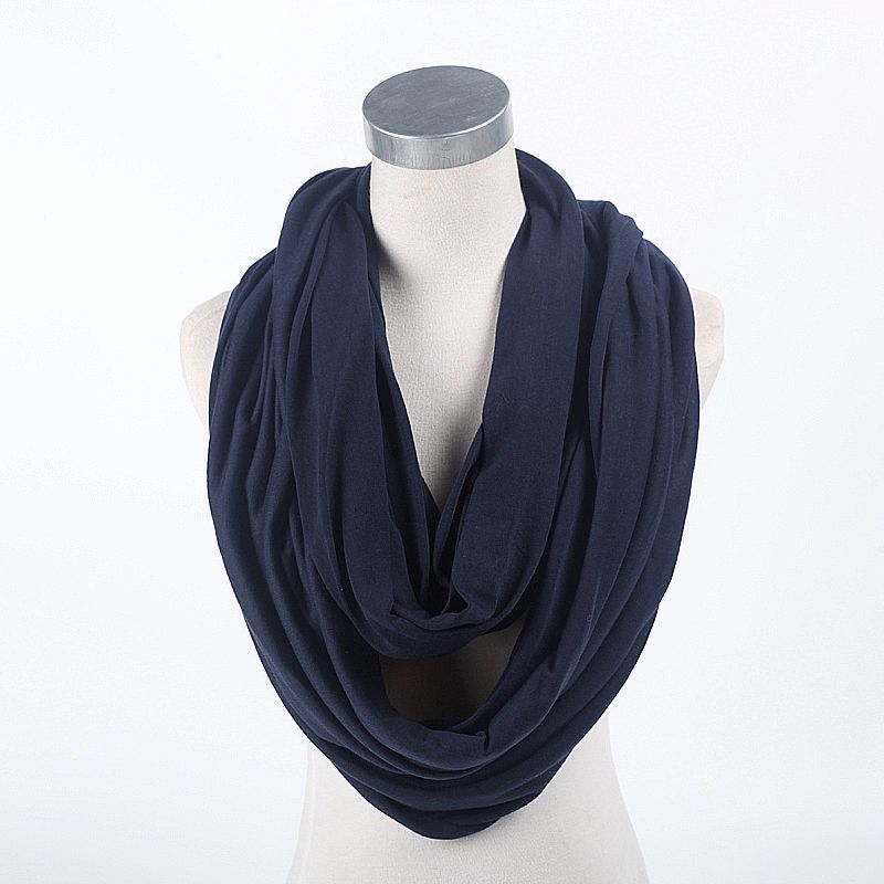 Soft Light Weight Infinity Scarf With Solid Colors Jersey Knit Solid Color Infinity Loop Ring Scarf Circle Scarf New темно-синий