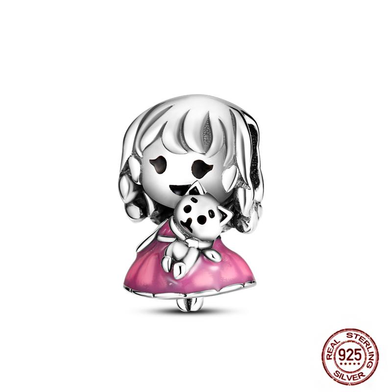 Pink Butterfly Charms Beadscopper Original Heart-Shaped Dog Paw Travel Charm Fit Bracelets Pendant For Women Jewelry Making