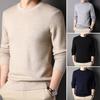 Men Fall Winter Sweater Round Neck Long Sleeve Knitted Soft Warm Slim Fit Business Elastic Solid Color Anti-shrink Men Casual Sweater