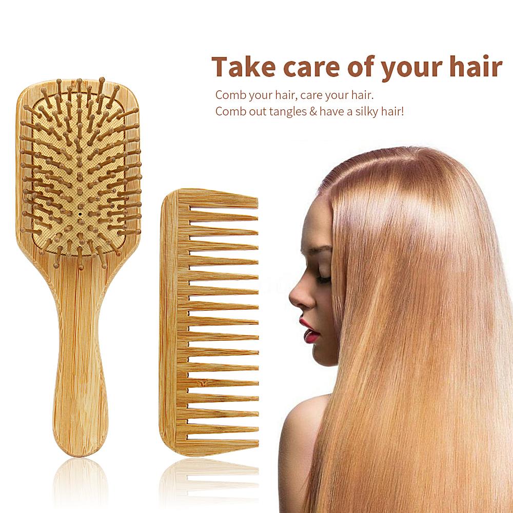 /ODM Top Quality Bamboo Hair Comb Set Middle Sizes Wood Hair Brush Cute Detangling Hair Brush