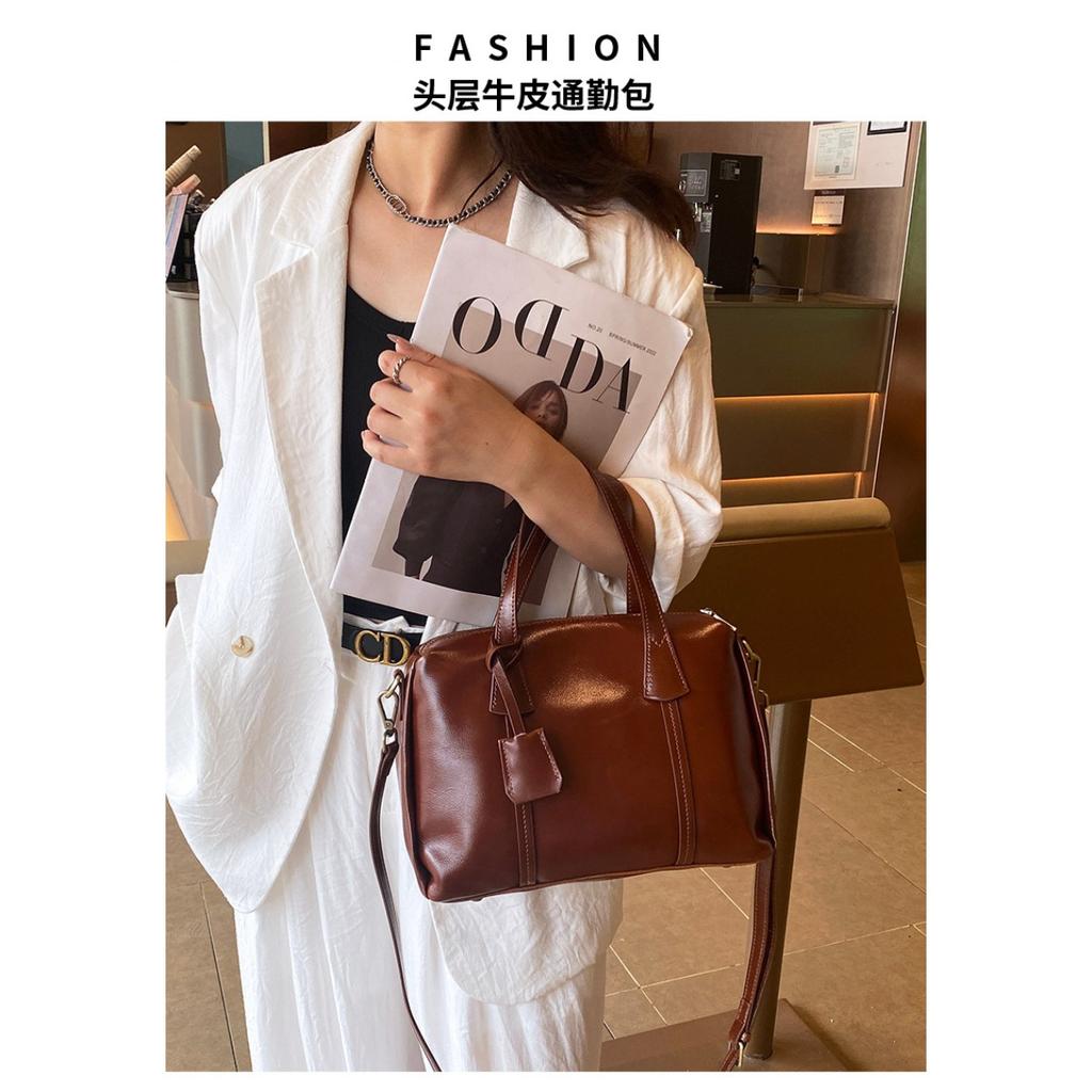 2025 New shoulder bag, high-end work commuter bag, first layer cowhide leather women's messenger handbag women
