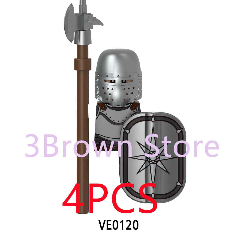 Medieval Building Blocks Accessories MOC Castles Dragon Knights Army Soldiers Warrior Helmets Shields Armors Axes Toy Gift S038