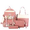 Canvas Backpack Women'S Tide Multi-Purpose Four-Piece Backpack Harajufeng Campus Junior High School Student Schoolbag