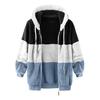 Women's Hooded Large Zip Jacket Loose Multicolor Paneled Plush Size