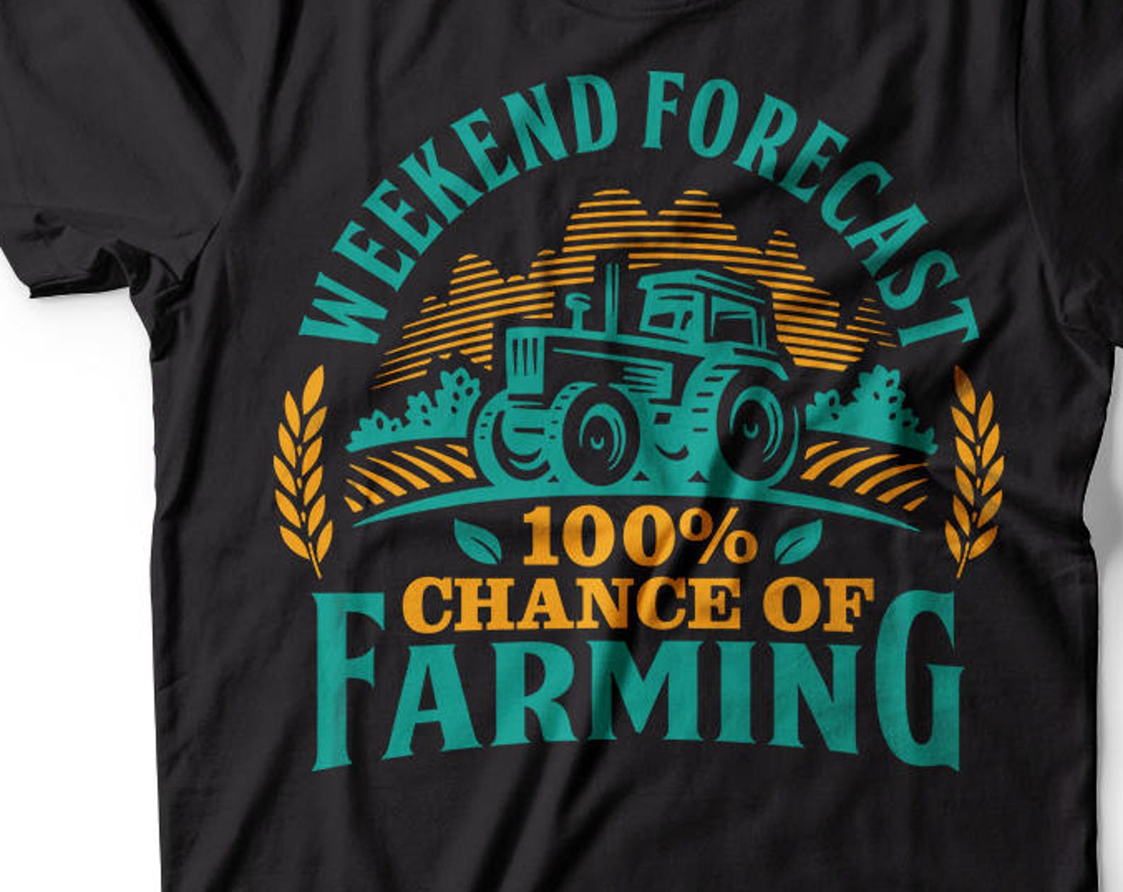 Funny Farmer T-Shirt: 100% Chance of Farming Tee 2XL
