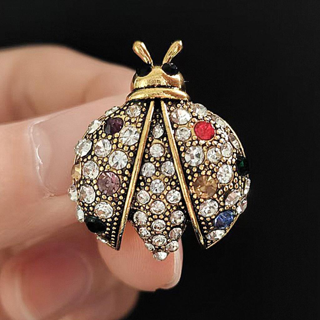 Fashion Rhinestone Ladybug Brooches for Women Unisex Insect Pins Keychain Event Party New Gifts Jewelry Decoration Accessories