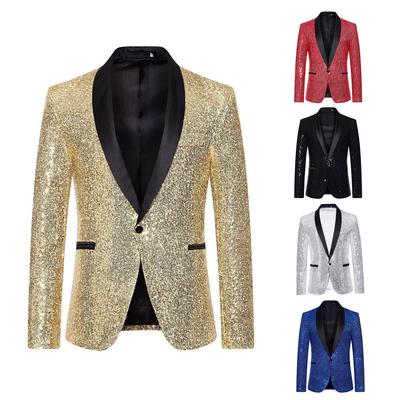 Multi Colors Men's Pearl Plate Suit Sequin Blazer Blue Silver Red Sparkly Glitter Jacket Wedding Party Stage Clothes for Men