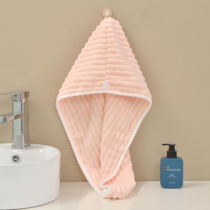 New polyester brocade coral fleece dry hair cap sleeve head towel water-absorbing quick-drying thickened spiral double-layer shower cap