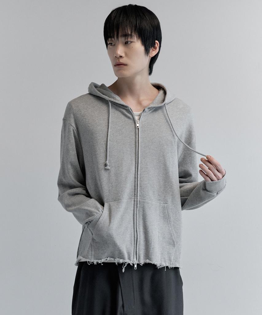 Kiryu Cut Off Hoddie Zip Up_Melange Gray