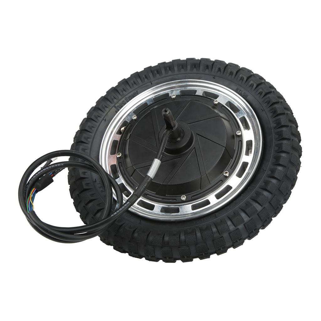 12in Wheel Hub Motor 48V‑96V 800W‑6500W 1250 Rpm Disc Brake Gear Conversion Motor with Inner Outer Tire for Motorcycle