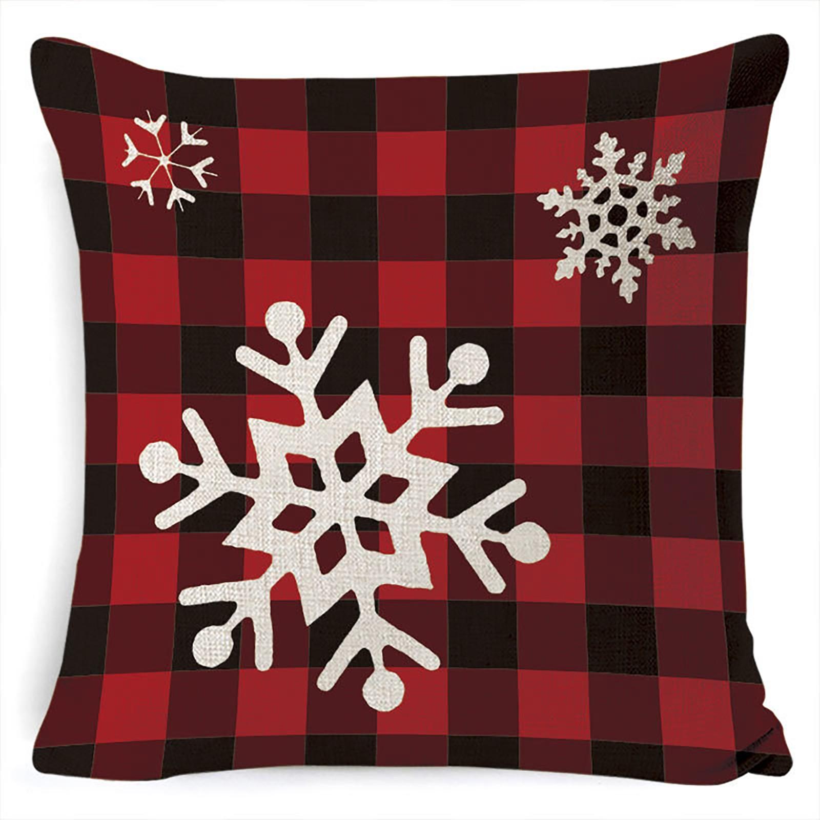 Christmas Pillow Cover Linen Hand-painted Home Elk Pillow Cover Sofa Cushion Cover One Size